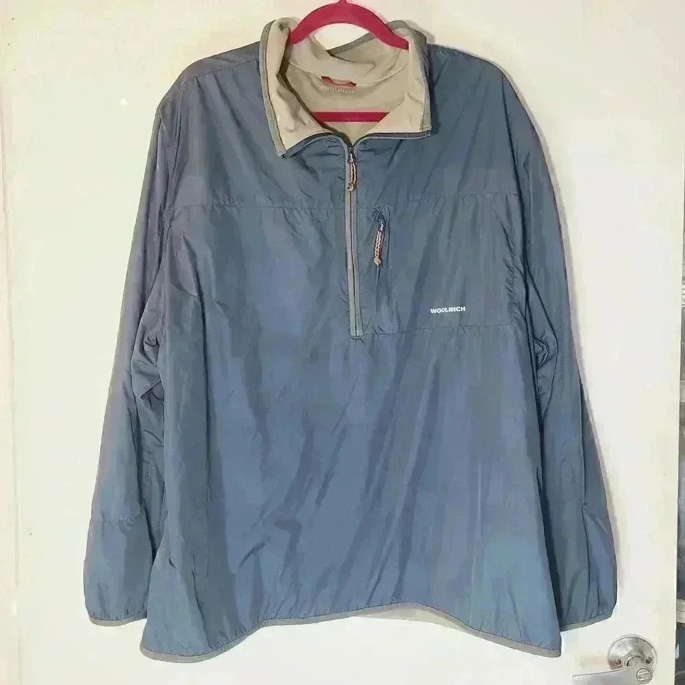 Woolrich Blue Windbreaker Pullover 1/2 Zip Lined Sz 2XL - Picture 1 of 8